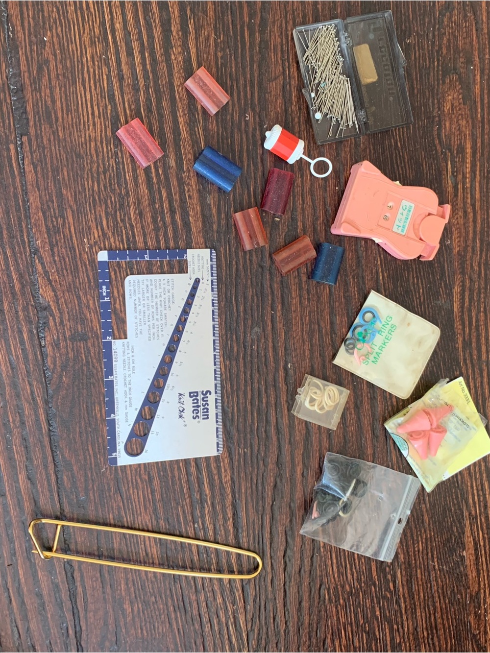 Vintage Susan Bates Knit-Chek, Stitch Holders & Knitting Notions Lot